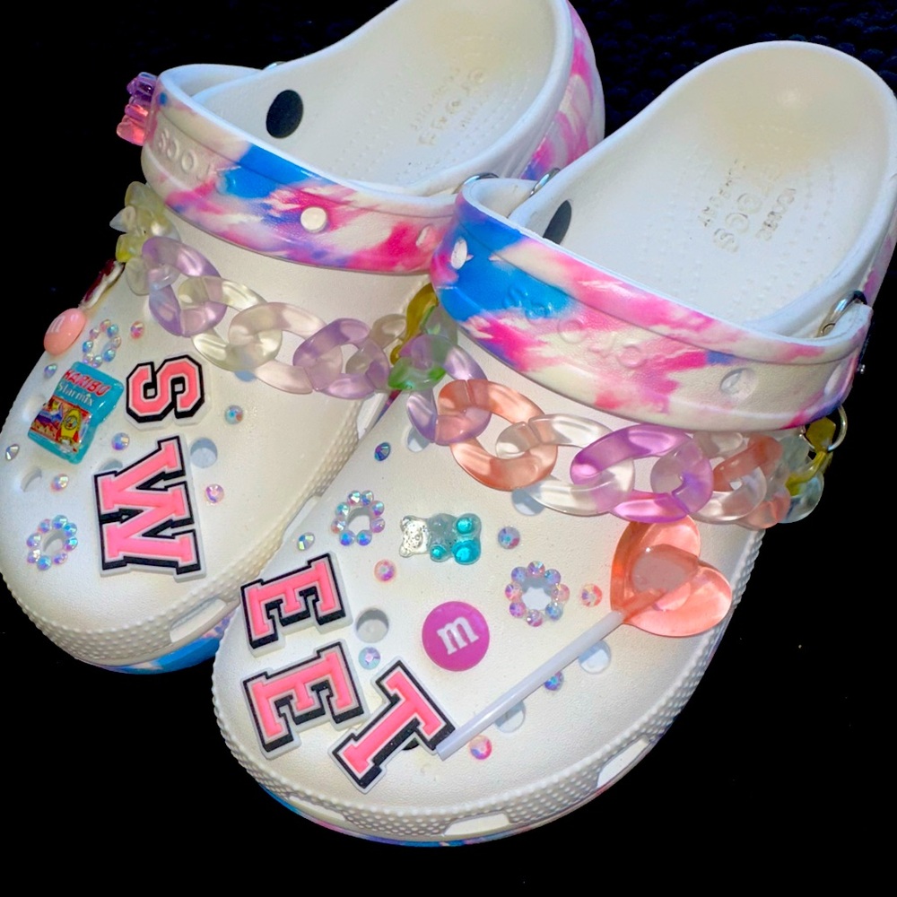 Size 7 custom sweet candy crocs